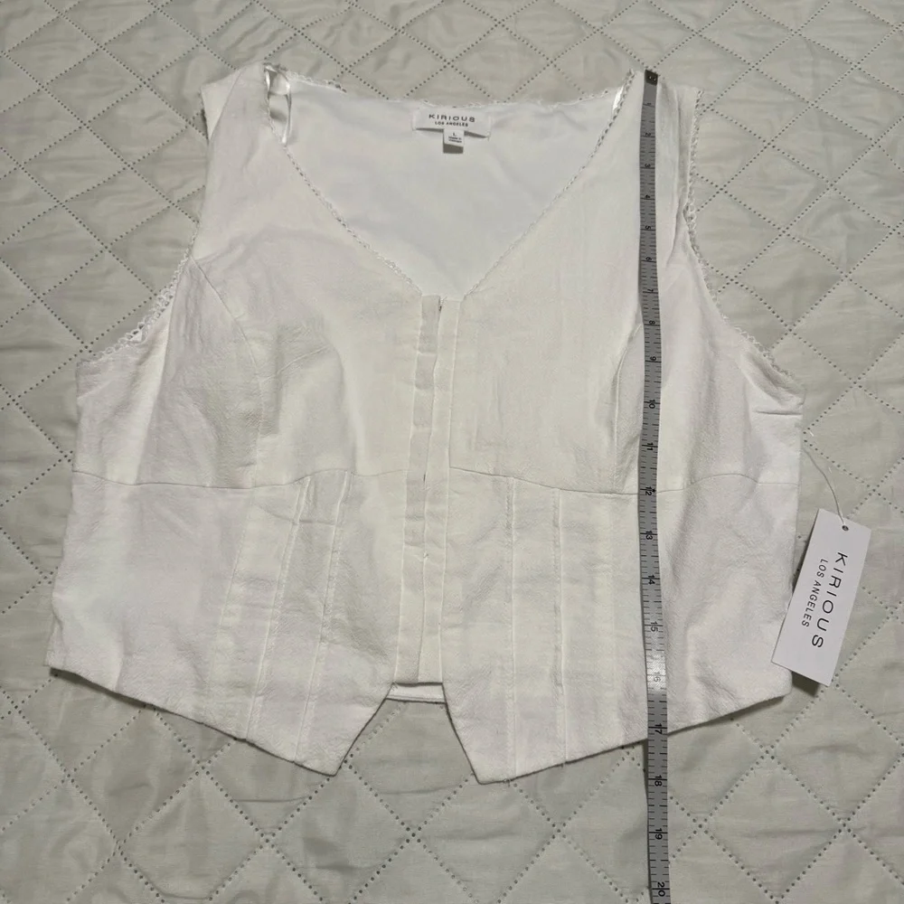 Kirious Los Angeles White Cotton Corset Vest Top NWT Size L - Picture 7 of 8